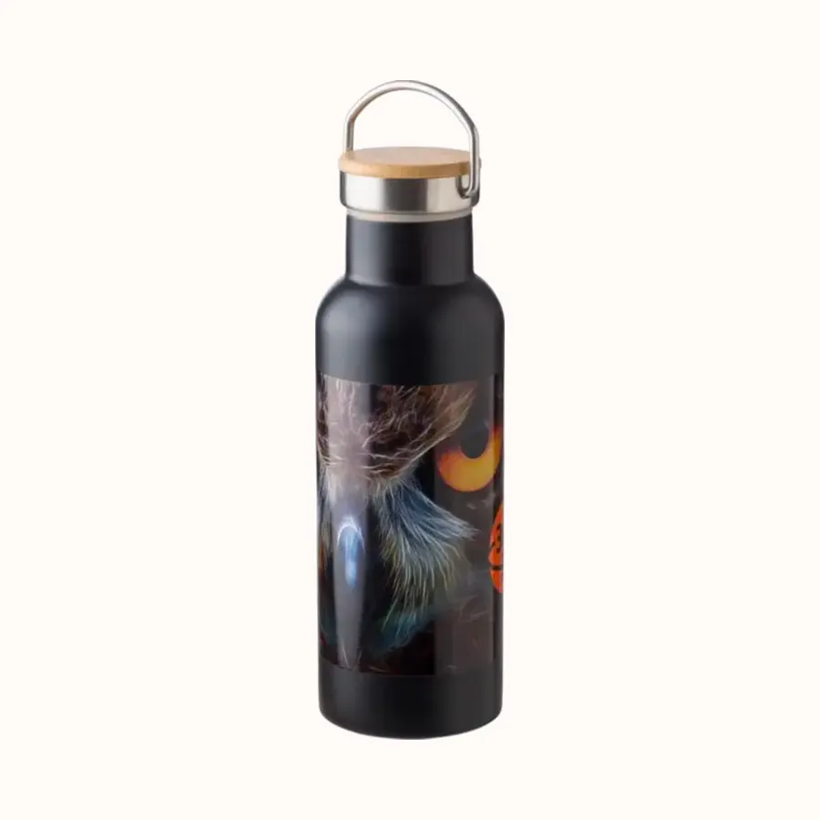 09 Insulated steel bottle -Bamboo lid 2